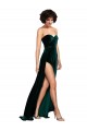 Vert foncé Trapèze Balayage train Velours Stretch Longue Robes demoiselle d'honneur / Robes de bal Pas Chère