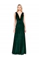 Vert foncé Trapèze Col V Velours Stretch Longue Formelles Robes demoiselle d'honneur / Robes de soirée / Robes de bal Pas Chère