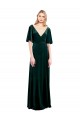 Vert foncé Trapèze Col V Velours Stretch Longue Robes demoiselle d'honneur / Robes de bal Pas Chère
