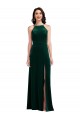 Vert foncé Trapèze Licou Col Haut Velours Stretch Longue Robes demoiselle d'honneur / Robes de bal Pas Chère