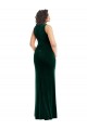 Vert foncé Trompette Col Carré Velours Stretch Longue Robes demoiselle d'honneur / Robes de bal Pas Chère