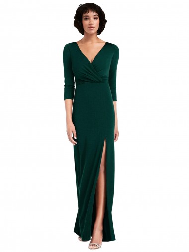 Vert foncé Trompette Col V Spandex Longue Formelles Robes demoiselle d'honneur / Robes de soirée / Robes de bal Pas Chre