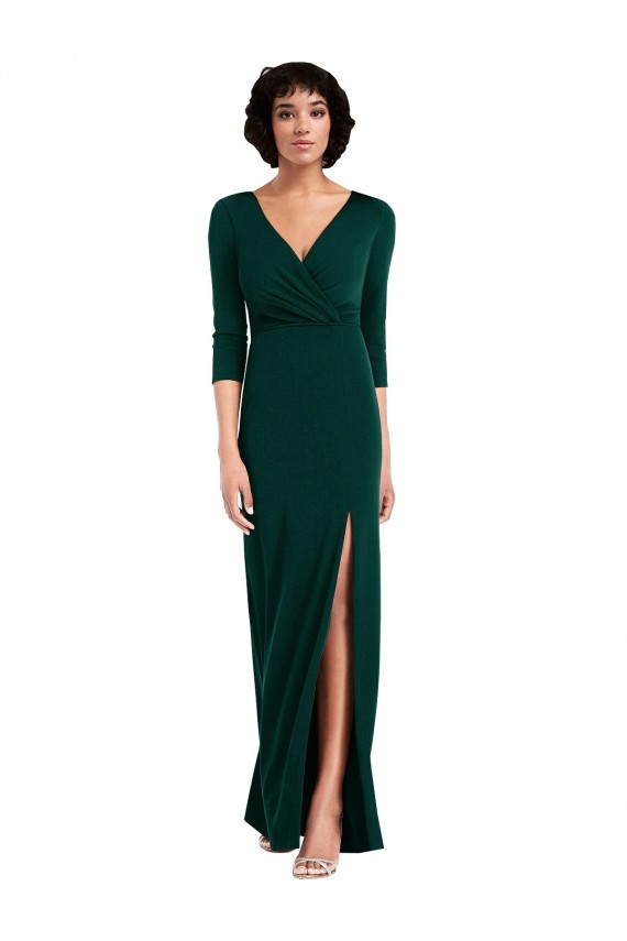 Vert foncé Trompette Col V Spandex Longue Formelles Robes demoiselle d'honneur / Robes de soirée / Robes de bal Pas Chère