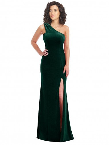 Vert foncé Trompette Velours Stretch Longue Robes demoiselle d'honneur / Robes de bal Pas Chre