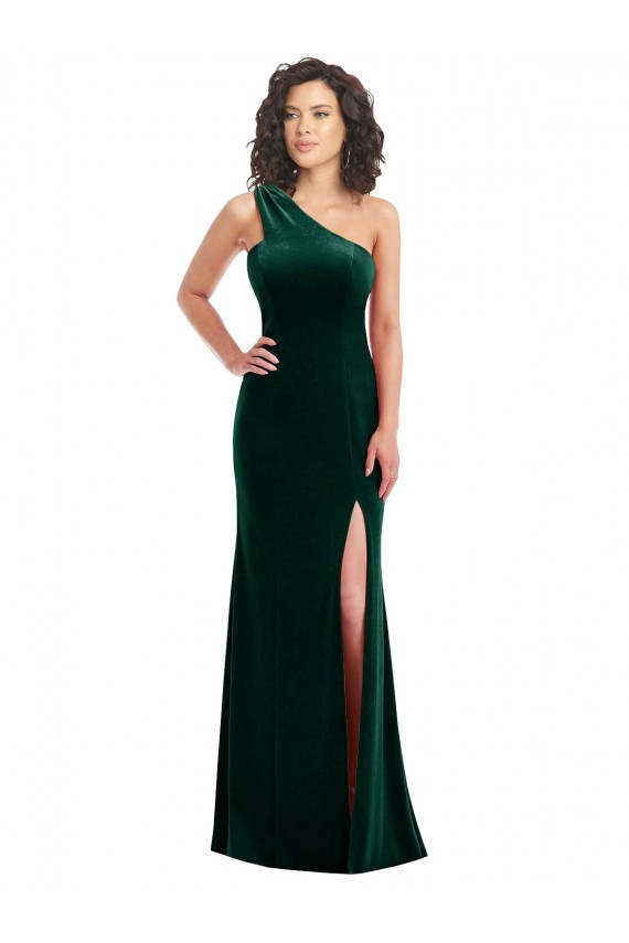 Vert foncé Trompette Velours Stretch Longue Robes demoiselle d'honneur / Robes de bal Pas Chère