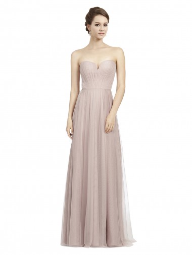Vintage Rose Trapèze Tulle Longue Robes demoiselle d'honneur Pas Chre