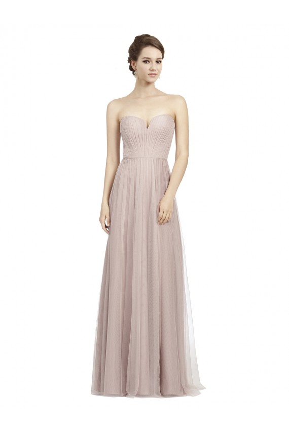 Vintage Rose Trapèze Tulle Longue Robes demoiselle d'honneur Pas Chère