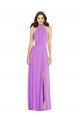 Violet Trapèze Licou Mousseline Longue Formelles Robes demoiselle d'honneur / Robes de soirée Pas Chère