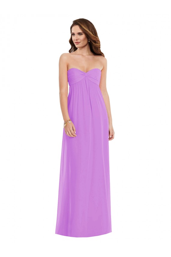 Violet Trapèze Mousseline Longue Robes demoiselle d'honneur Pas Chère